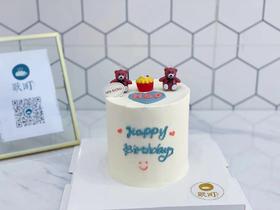 两个小熊蜡烛爱心happy birthday小蛋糕