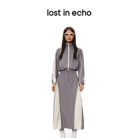 lost in echo设计师款不对称拼色拉链设计宽松短款外套运动长裙