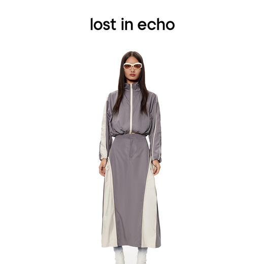 lost in echo设计师款不对称拼色拉链设计宽松短款外套运动长裙 商品图0