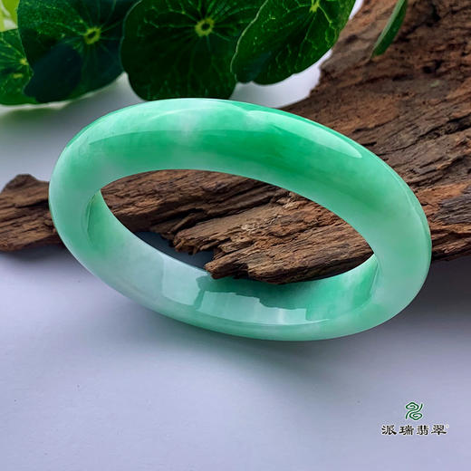 派瑞翡翠 翡翠手镯 糯种 飘花 商品图0