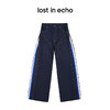[捡漏价]lost in echo秋季新款休闲侧拉链设计撞色条纹运动感阔腿牛仔裤 商品缩略图4