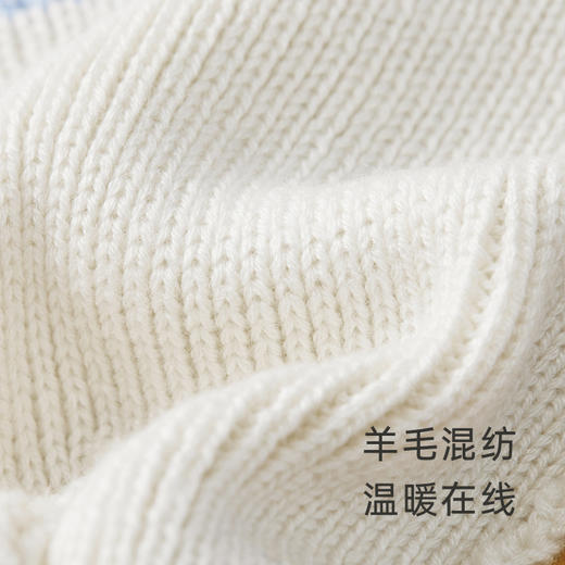 英氏婴儿帽子男女童针织帽拼色绵羊毛织帽保暖 商品图1