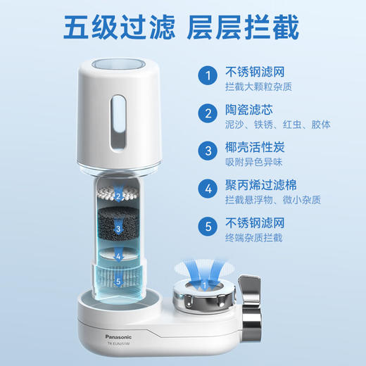 【松下】（Panasonic）龙头净水器TK-EUNJ51W不插电无废水五级过滤滤水器 家用水龙头过滤器 自来水过滤器 厨房自来水过滤器 商品图3