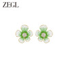 ZEGL水晶花朵耳环女轻奢小众设计感高级森系耳钉925银针绿色耳饰 商品缩略图0
