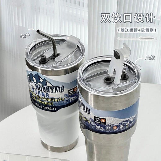 【家居百货】900ml超大容量 移动冰箱式【冰霸杯】304不锈钢 食品级PP防溅盖 商品图12