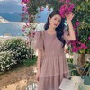 实拍温柔浪漫泡泡袖小众高级感高腰显瘦chic氛围感纯色中长连衣裙 商品缩略图4