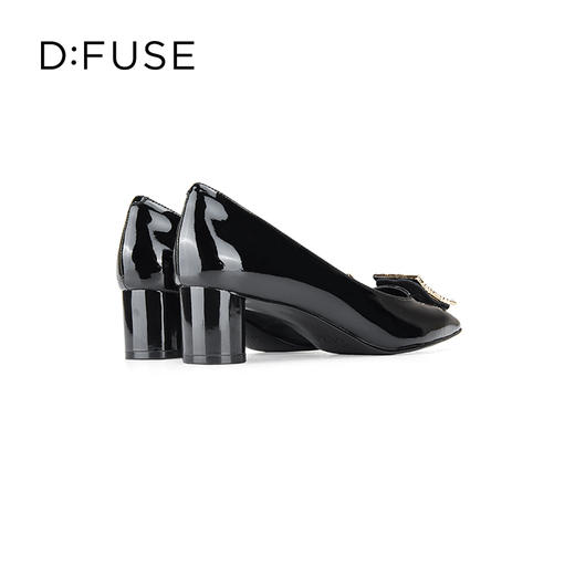 迪芙斯D:FUSE女鞋秋款单鞋女漆面牛皮方头复古钻扣粗跟单鞋DF33111019 商品图6