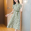 韩版减龄，气质百搭显瘦A字裙复古印花雪纺连衣裙AHM-qcyg3232 商品缩略图3
