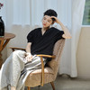 绽放506朵【黑白灰系列·小薇】进口匹马棉纸感凉爽V领小上衣T恤 商品缩略图0