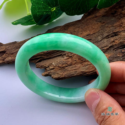 派瑞翡翠 翡翠手镯 糯种 飘花 商品图3