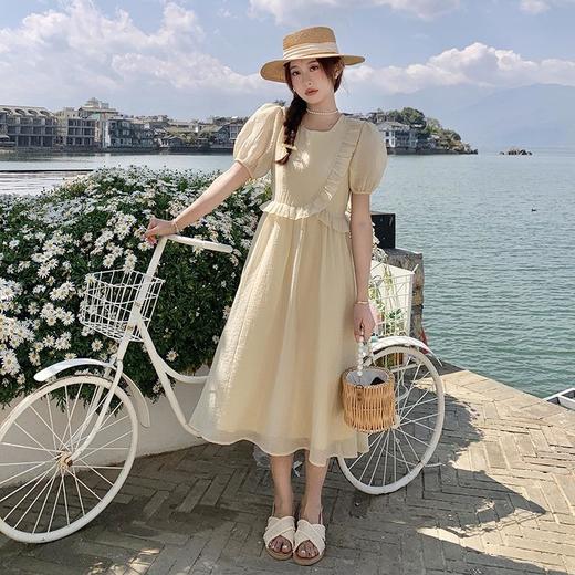 设计感木耳边连衣裙夏季女2023女装新款收腰A字法式茶歇仙女裙子 商品图2