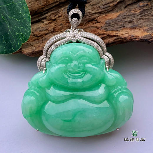 派瑞翡翠 18k金翡翠佛 糯种 绿色 商品图2