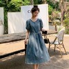 薄款牛仔连衣裙女夏季新款法式洋气复古气质通勤显瘦A字裙子长款 商品缩略图2