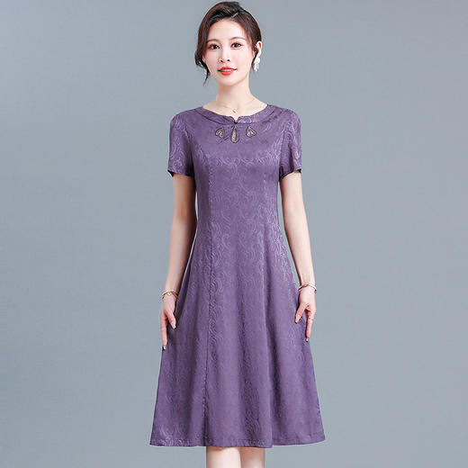 QYM 15A37-L印花修身时尚连衣裙简约气质优雅A字裙 商品图0