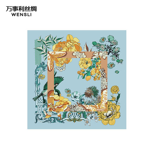 万事利“鸟语花香”63厘米双面印花真丝中方巾 商品图2