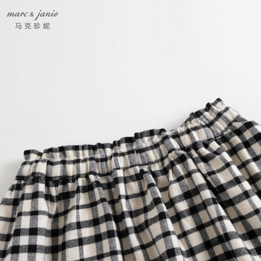 马克珍妮秋装新款 女童全棉黑白格纹百褶短裙 儿童半身裙231585 商品图2