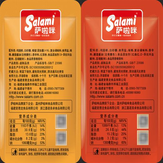 【新品】萨啦咪小鸡腿即食开袋蜜汁麻辣休闲零食328g14包萨拉米 商品图4