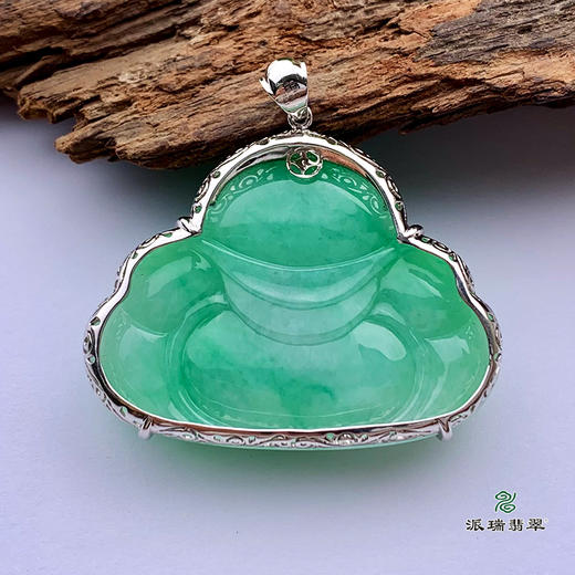 派瑞翡翠 18k金翡翠佛 糯种 绿色 商品图1