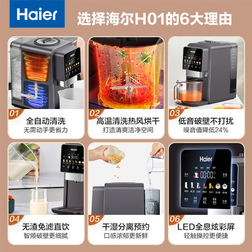 海尔家用全自动自清洁免手洗静音多功能智能预约全息彩屏破壁机 HPB-H01 商品图1