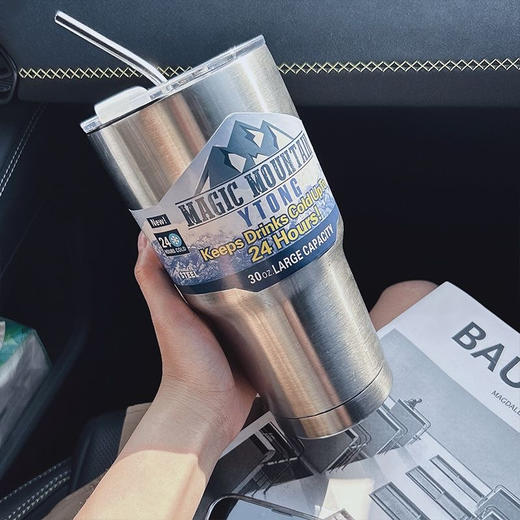 【家居百货】900ml超大容量 移动冰箱式【冰霸杯】304不锈钢 食品级PP防溅盖 商品图14