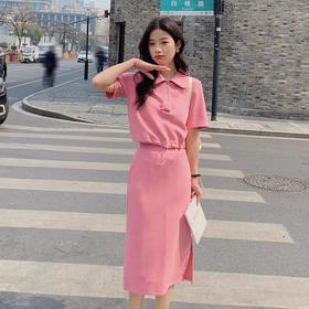 2023夏季新款女装时尚休闲短款T恤+半身裙两件套温柔风休闲套装女