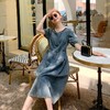 薄款牛仔连衣裙女夏季新款法式洋气复古气质通勤显瘦A字裙子长款 商品缩略图0