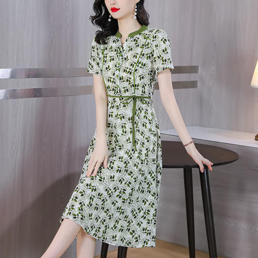 韩版减龄，气质百搭显瘦A字裙复古印花雪纺连衣裙AHM-qcyg3232 商品图0