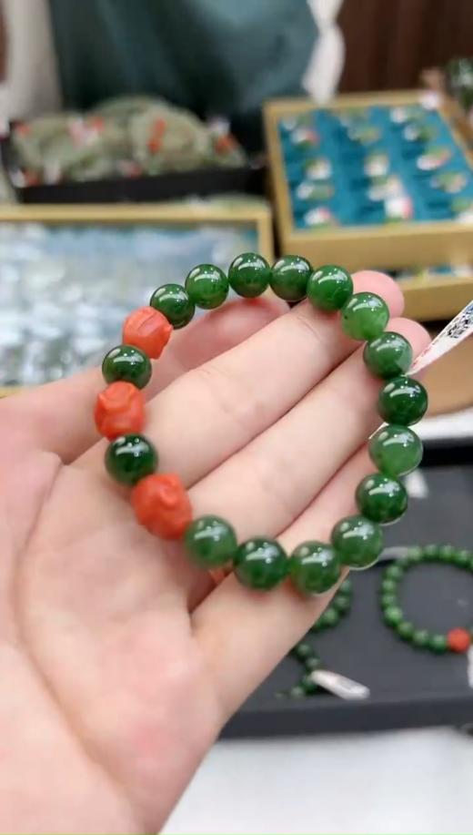 碧玉单圈-玛瑙南红三不猴子圆珠 商品图0