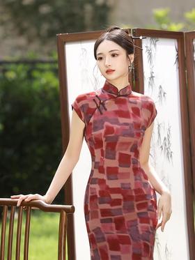 MYF 茹梦水墨复古中国风中式半开襟盘扣改良旗袍裙