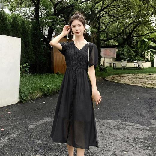 赫本风小黑裙子夏季女装法式复古洋气名媛妈妈天丝连衣裙气质高级 商品图1