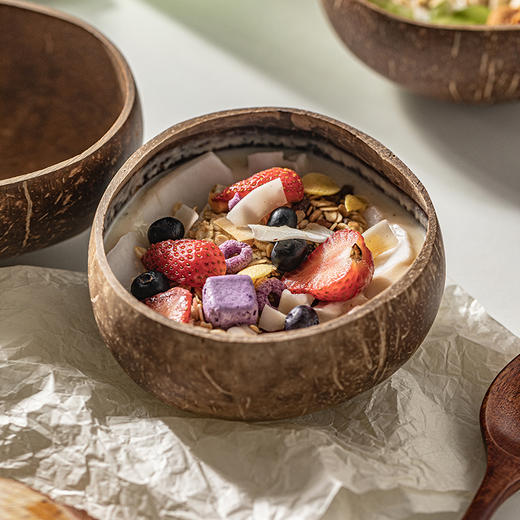 摩登主妇创意甜品碗纯天然椰子碗高颜值水果沙拉碗家用燕麦酸奶碗 商品图0