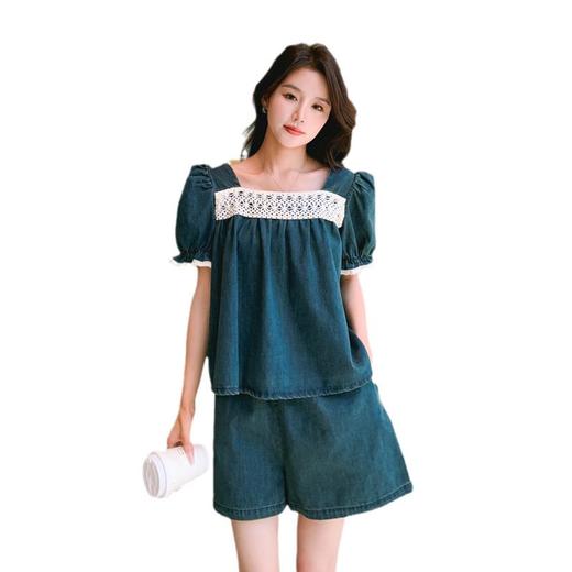 2023夏季牛仔裤子短袖t恤时尚套装小香风牛仔套装女装中式两件套 商品图4
