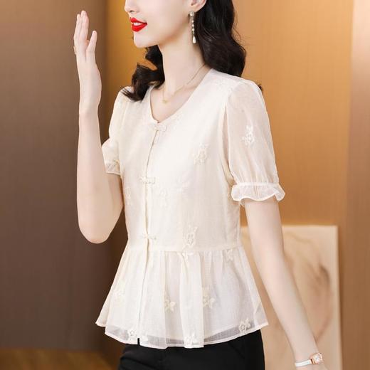 夏季新款，短袖上衣显瘦遮肚洋气设计感钉珠小衫K-4101T1211 商品图2