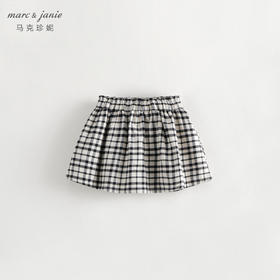 马克珍妮秋装新款 女童全棉黑白格纹百褶短裙 儿童半身裙231585