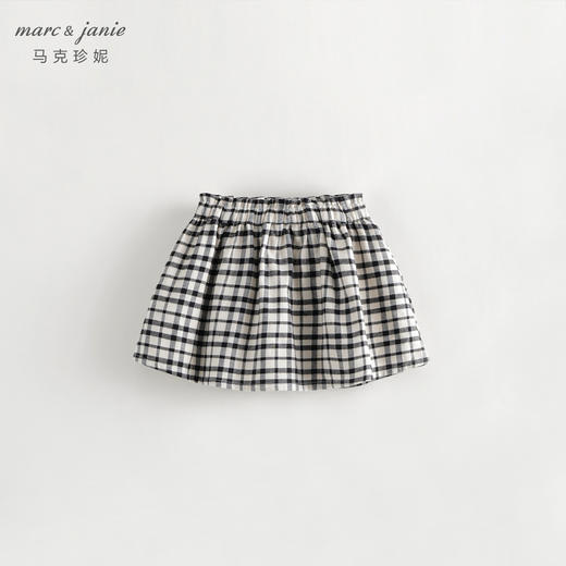马克珍妮秋装新款 女童全棉黑白格纹百褶短裙 儿童半身裙231585 商品图0