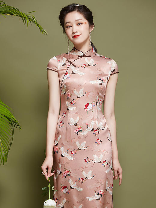 新款复古，真丝缎日常改良旗袍连衣裙OY21687 商品图0