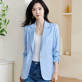 剩S/M/XXL 米思阳2025夏季新款时尚气质ol一粒扣通勤简约七分袖西装外套1388