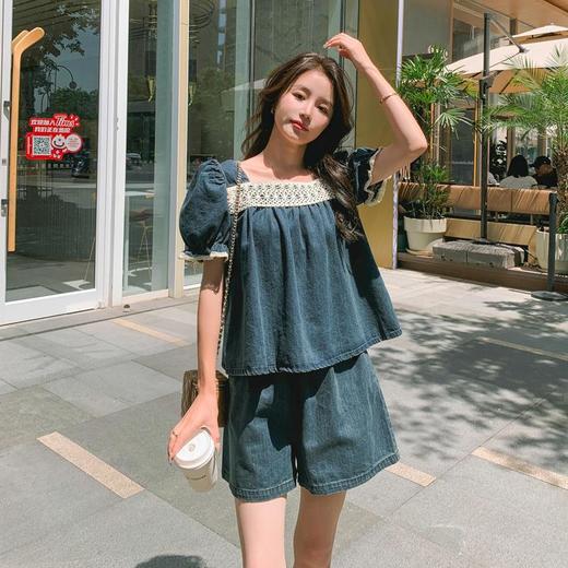 2023夏季牛仔裤子短袖t恤时尚套装小香风牛仔套装女装中式两件套 商品图1