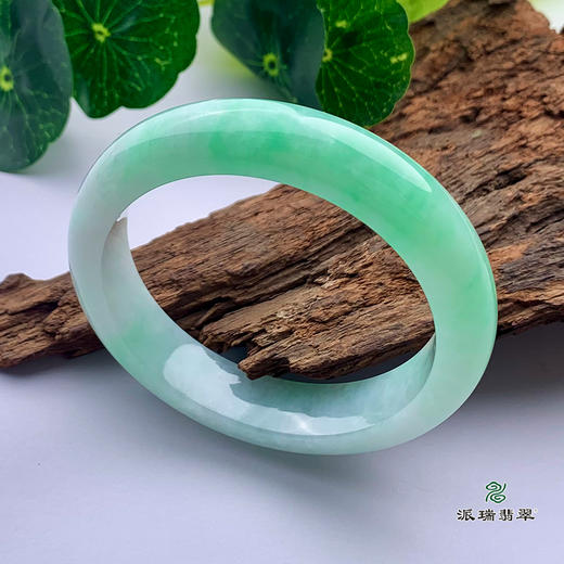 派瑞翡翠 翡翠手镯 糯种 飘花 商品图0