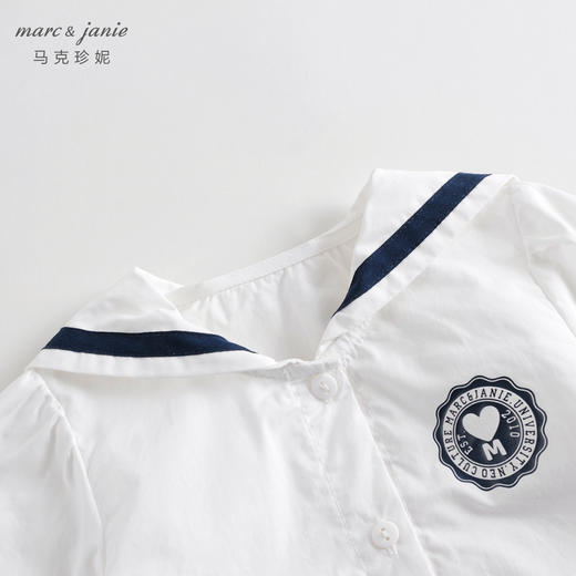 马克珍妮秋装新款 女童学院风海军领全棉衬衫 儿童衬衣231360 商品图3