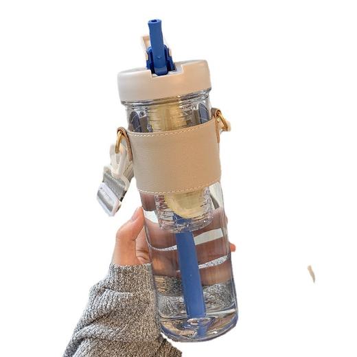 「四款配色！茶水分离」泡茶杯塑料杯女颜值网红水杯透明办公室冷萃杯子带吸管餐饮用具 商品图4