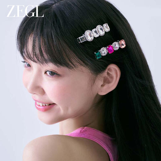 ZEGL彩色锆石发夹女2023新款后脑勺边夹侧边一字夹头饰多巴胺发饰 商品图4