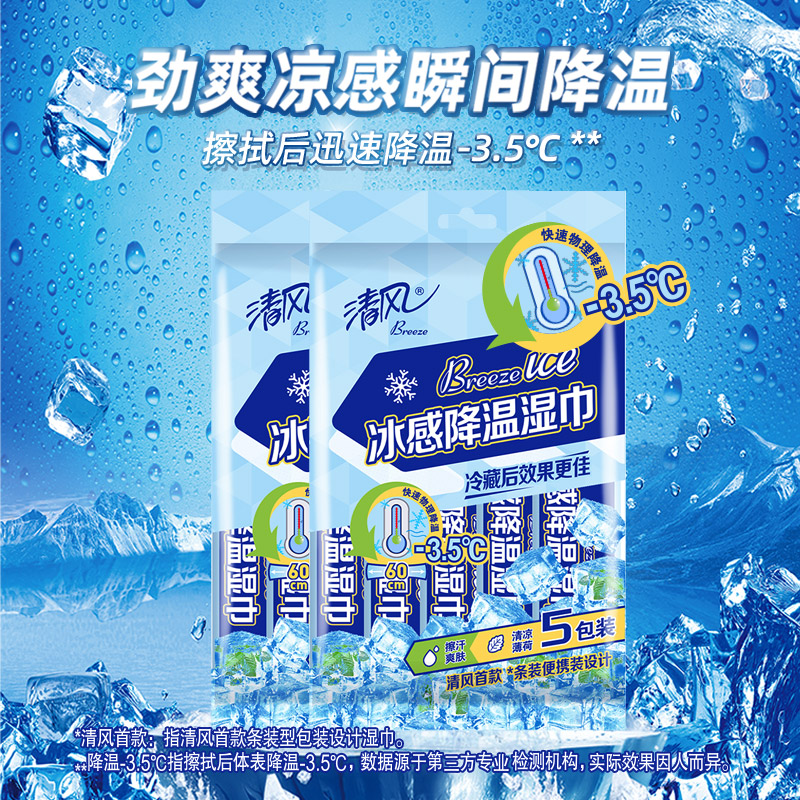 【官方自营】清风运动降温湿巾5包*2提