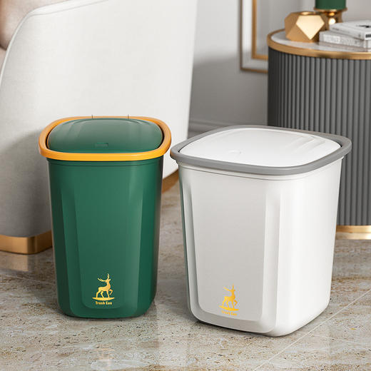 「数款可选！颜值派」带盖垃圾桶 居家日用客厅厨房用品按压垃圾桶 卫生间夹缝简约垃圾篓 商品图0