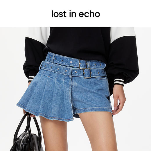 [断码]lost in echo设计师品牌美拉德风休闲时尚短裙裤低腰百褶牛仔短裙 商品图3