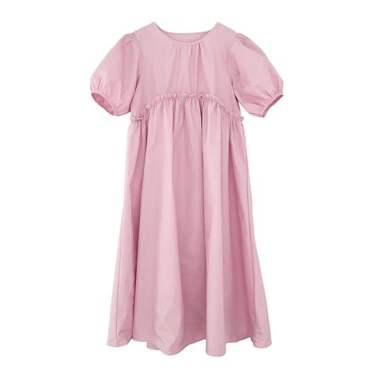 实拍主推2023夏日浪漫粉雾海木耳花边高腰泡泡袖大摆长款连衣裙子 商品图4