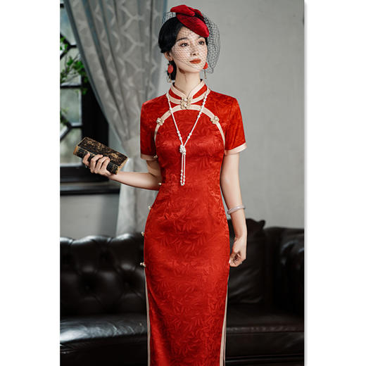 复古国风，老上海长款提花旗袍GX319158 商品图3