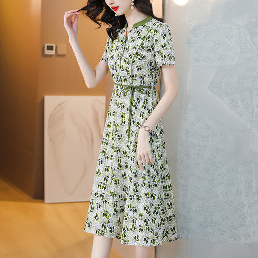 韩版减龄，气质百搭显瘦A字裙复古印花雪纺连衣裙AHM-qcyg3232 商品图1