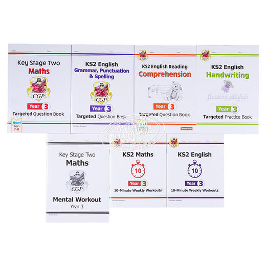 【中商原版】CGP Catch-Up 小学三年级英语数学综合技能练习套装7册 趣味练习 学练结合 英文单词拼写 心算数数 7-8岁 商品图2