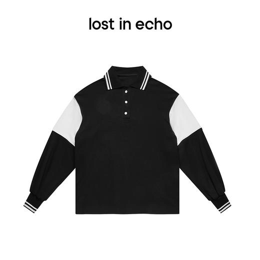 [断码]lost in echo设计师品牌拼接透气休闲百搭撞色拼接长袖POLO衫宽松 商品图4